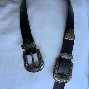 Double Buckle Leather Belt